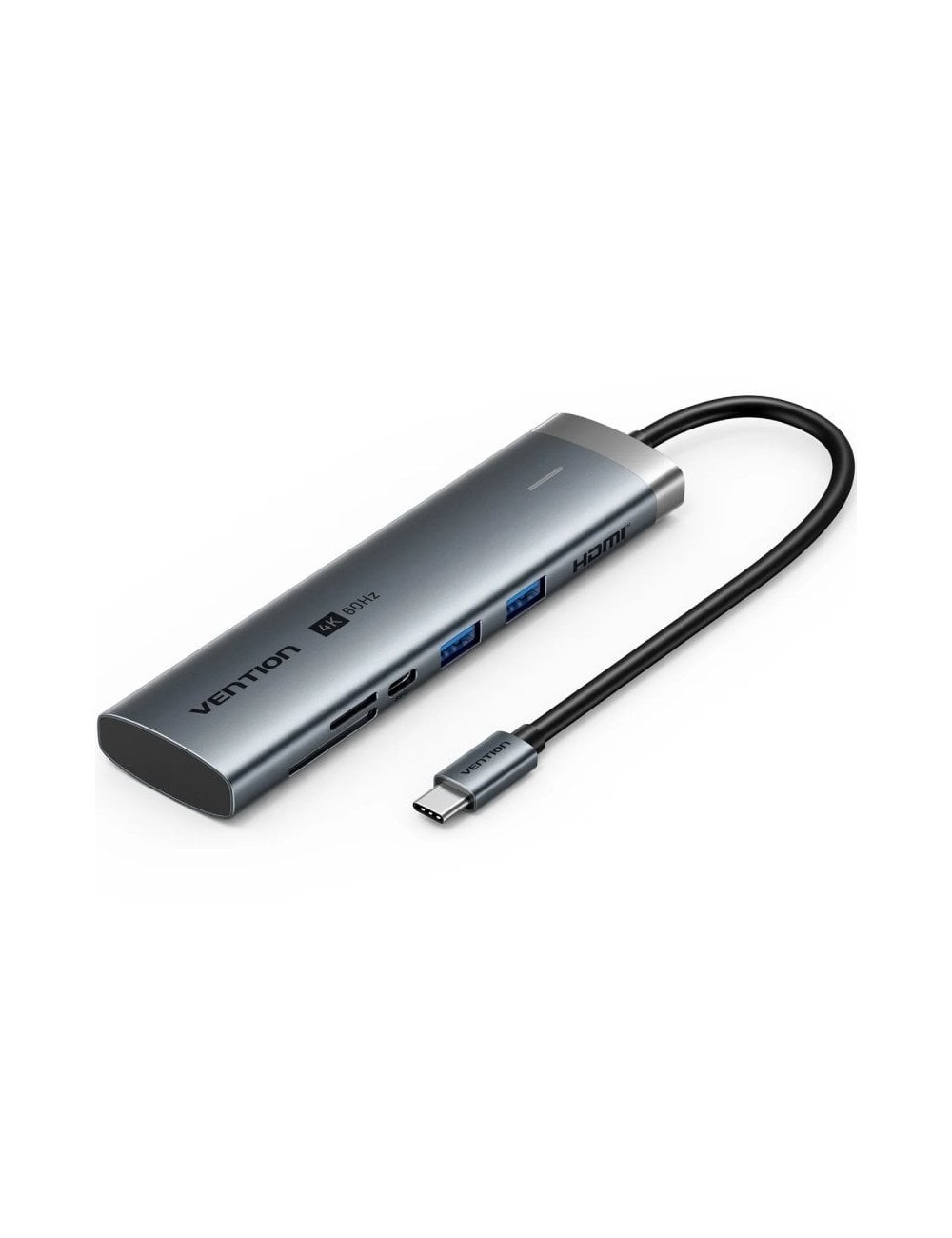 Docking USB Tipo-C Vention TPSHB/ 1xHDMI 4K/ 2xUSB/ 2xUSB Tipo-C/ 1xRJ45/ 1xUSB Tipo-C PD/ 1xLector Tarjetas/ Gris