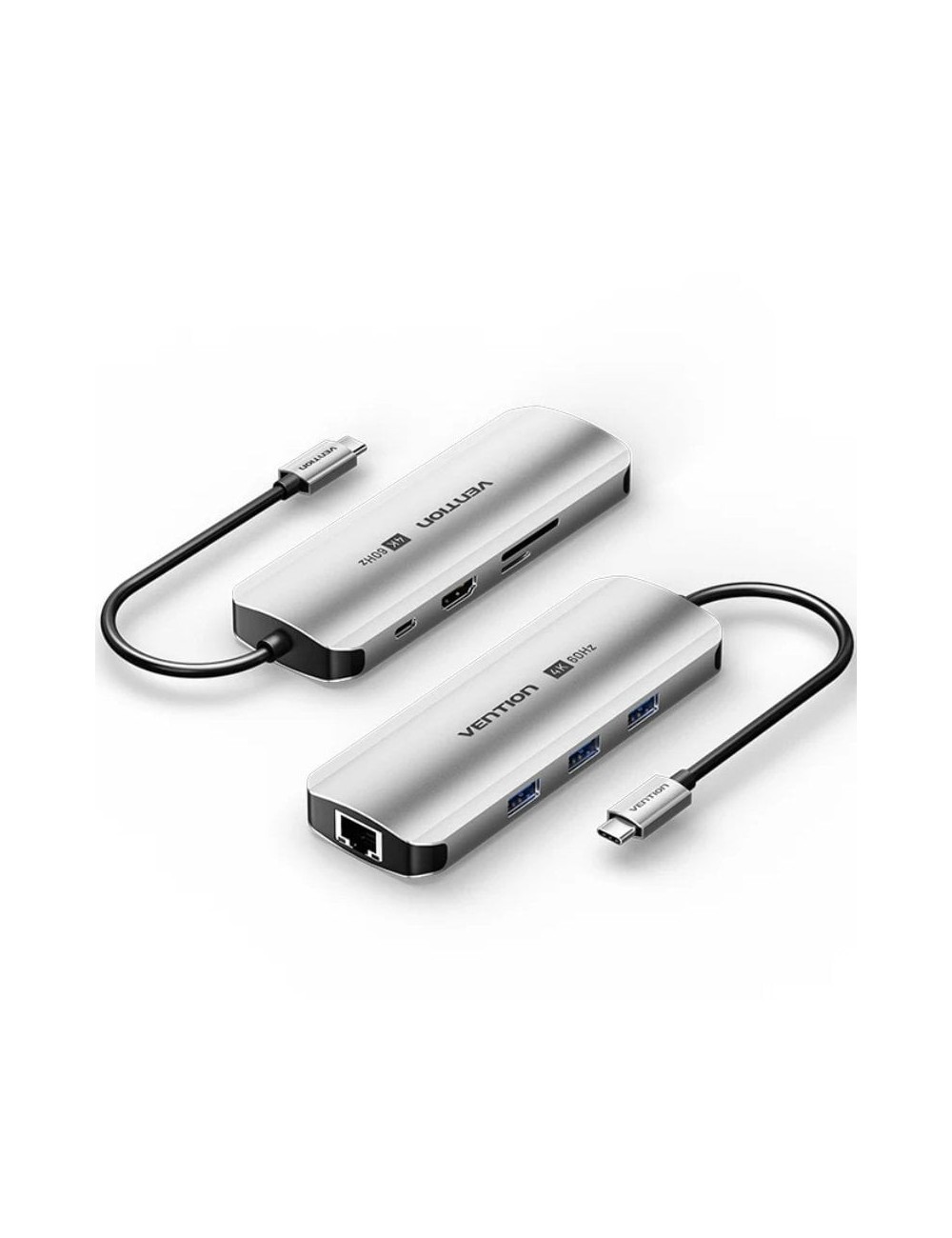 Docking USB Tipo-C Vention TQKHB/ 1xHDMI 4K/ 3xUSB/ 1xUSB Tipo-C PD/ 1xRJ45/ 1xLector de Tarjetas/ Gris