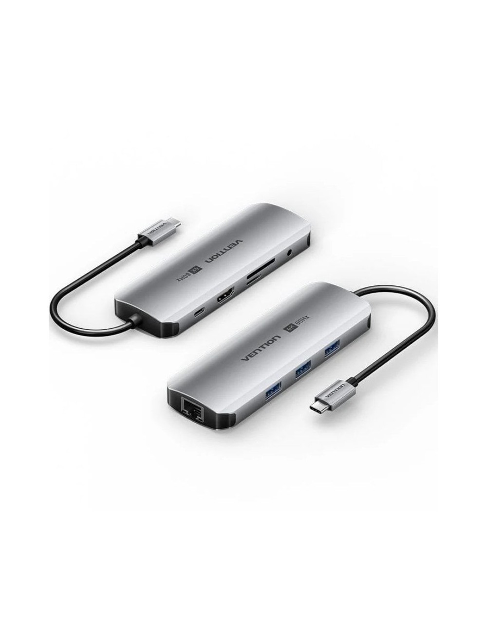 Docking USB Tipo-C Vention TQLHB/ 1xHDMI 4K/ 3xUSB/ 1xUSB Tipo-C PD/ 1xRJ45/ 1xJack 3.5mm/ 1xLector de Tarjetas/ Gris