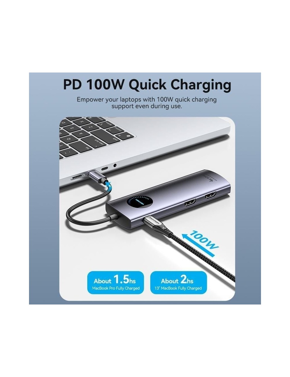 Docking USB Tipo-C Vention TQVHB/ 2xHDMI 4K/ 3xUSB/ 1xRJ45/ 1xLector de Tarjetas/ 1xUSB Tipo-C PD/ Gris