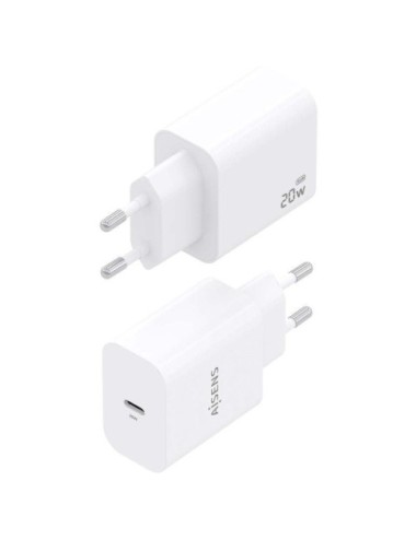 Cargador de Pared GaN Aisens A110-0938/ 1xUSB Tipo-C/ 20W/ Blanco