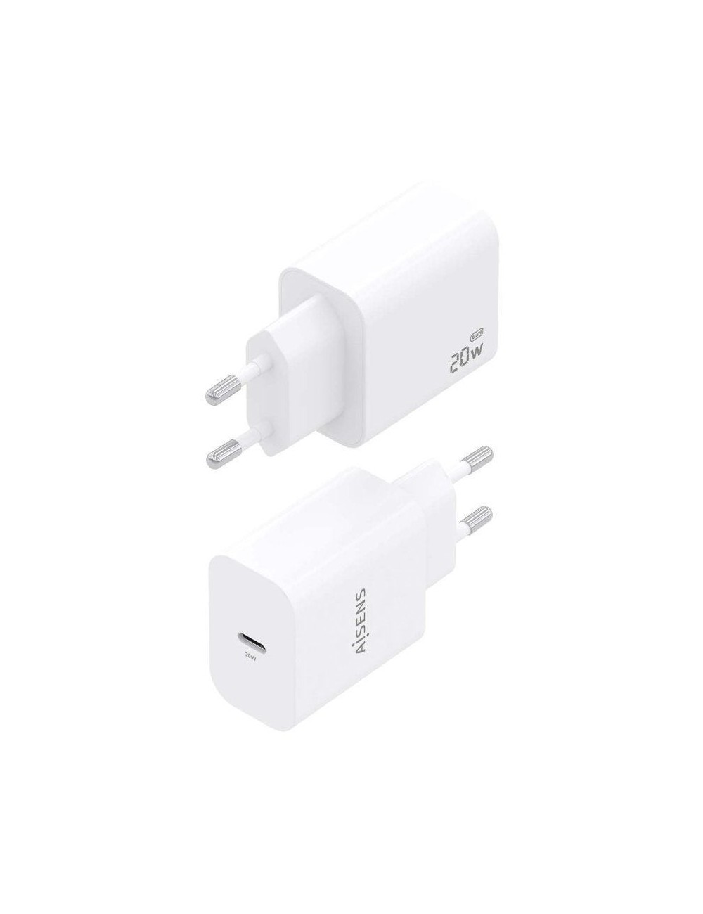 Cargador de Pared GaN Aisens A110-0938/ 1xUSB Tipo-C/ 20W/ Blanco