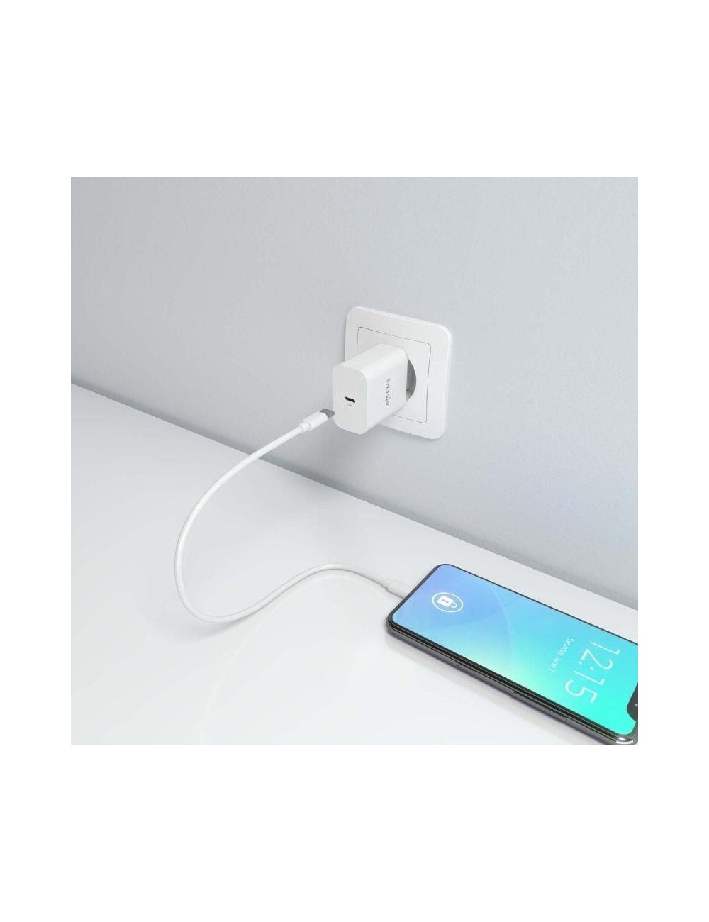 Cargador de Pared GaN Aisens A110-0938/ 1xUSB Tipo-C/ 20W/ Blanco