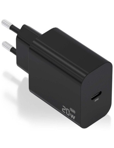 Cargador de Pared GaN Aisens A110-0939/ 1xUSB Tipo-C/ 20W/ Negro