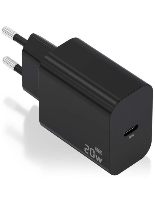 Cargador de Pared GaN Aisens A110-0939/ 1xUSB Tipo-C/ 20W/ Negro