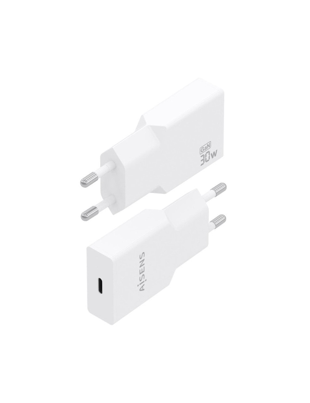 Cargador de Pared GaN Aisens A110-1001/ 1xUSB Tipo-C/ 30W/ Blanco