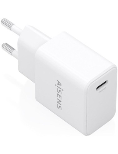 Cargador de Pared GaN Aisens A110-1023/ 1xUSB Tipo-C/ 20W/ Blanco