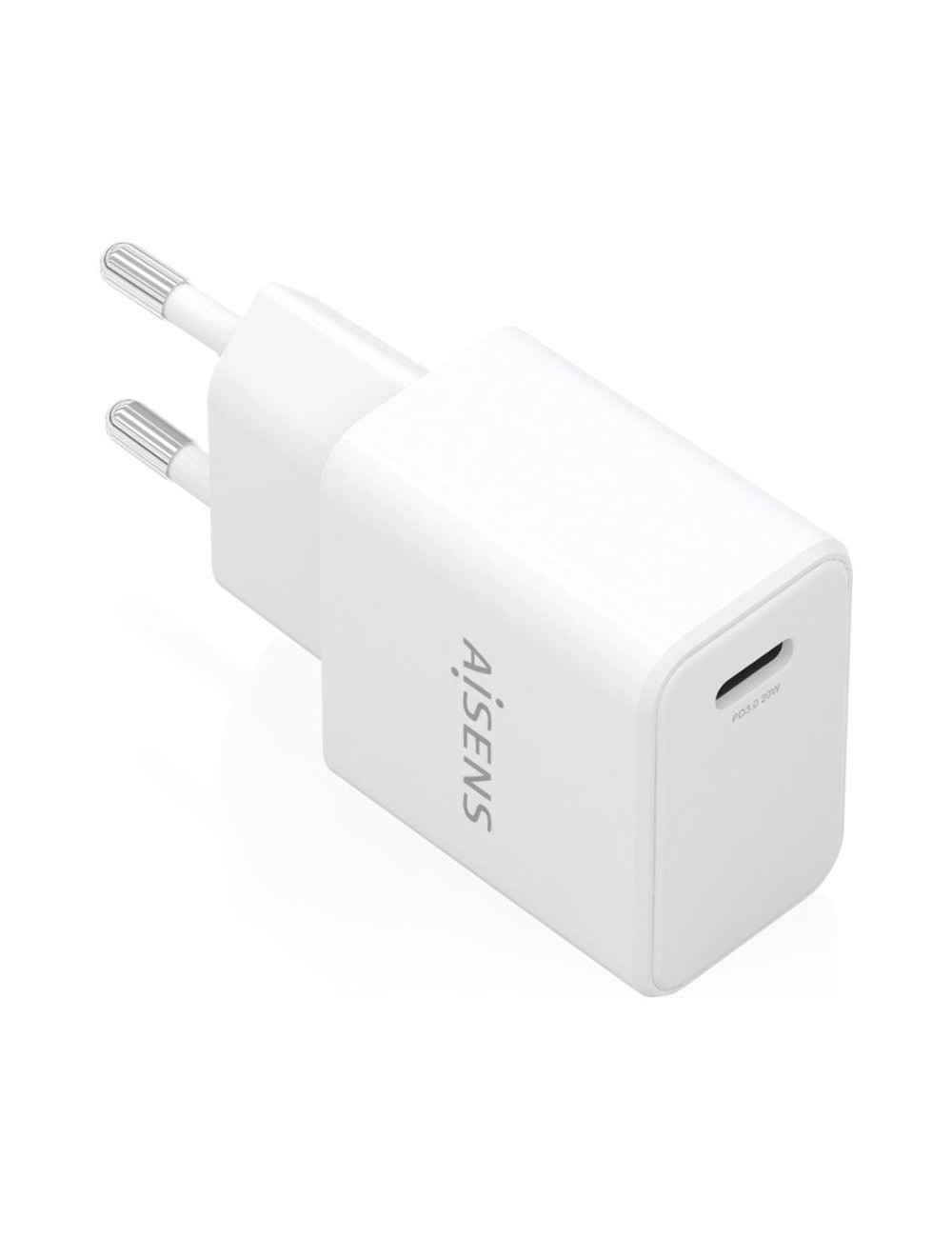 Cargador de Pared GaN Aisens A110-1023/ 1xUSB Tipo-C/ 20W/ Blanco