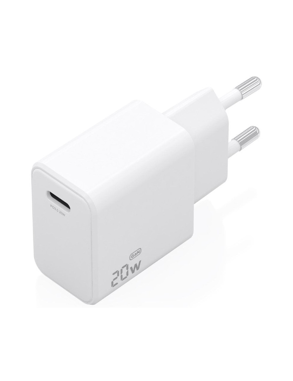 Cargador de Pared GaN Aisens A110-1023/ 1xUSB Tipo-C/ 20W/ Blanco