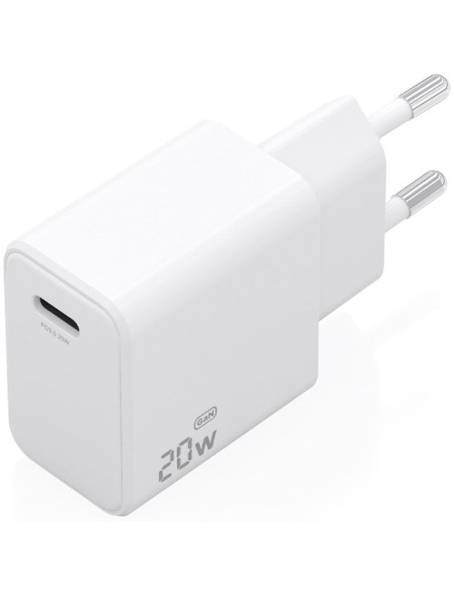 Cargador de Pared GaN Aisens A110-1023/ 1xUSB Tipo-C/ 20W/ Blanco