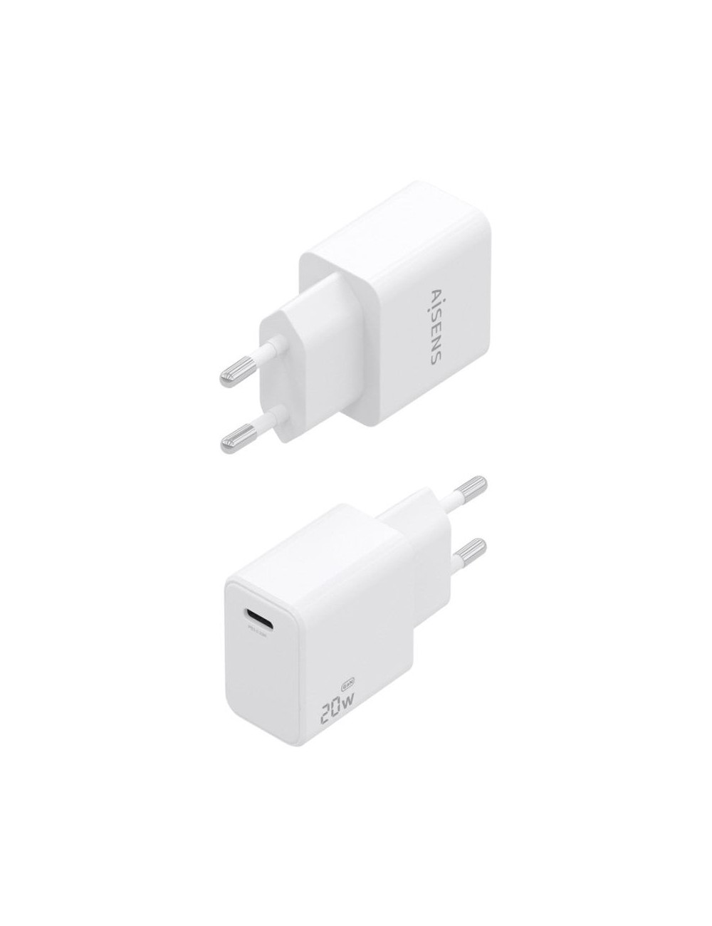Cargador de Pared GaN Aisens A110-1023/ 1xUSB Tipo-C/ 20W/ Blanco