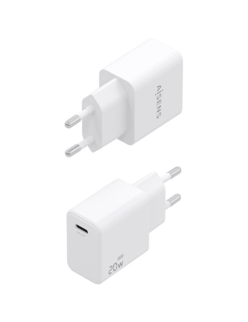 Cargador de Pared GaN Aisens A110-1023/ 1xUSB Tipo-C/ 20W/ Blanco