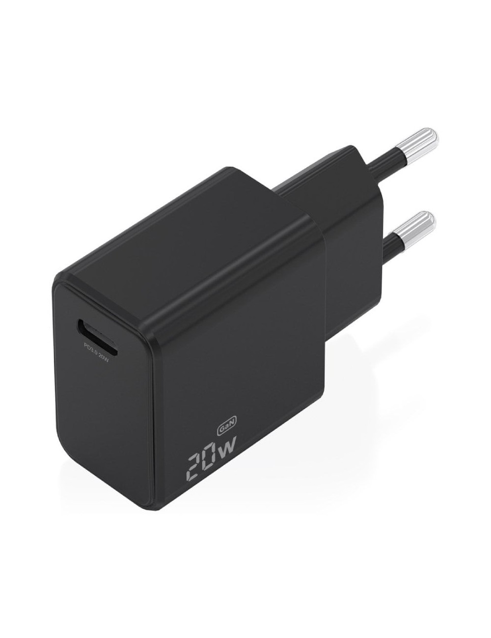Cargador de Pared GaN Aisens A110-1024/ 1xUSB Tipo-C/ 20W/ Negro
