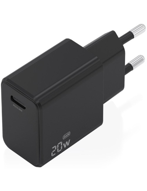 Cargador de Pared GaN Aisens A110-1024/ 1xUSB Tipo-C/ 20W/ Negro