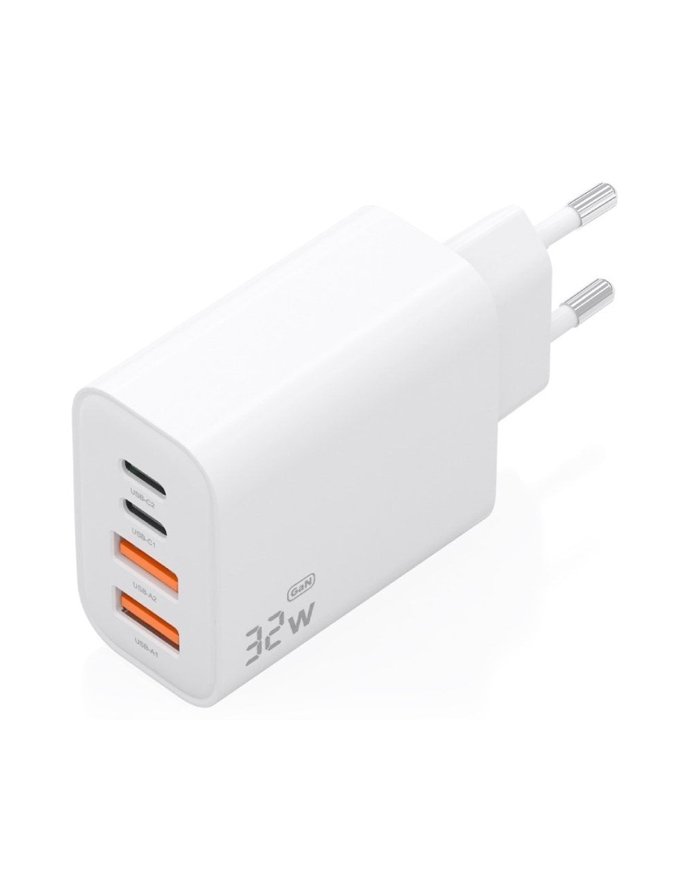 Cargador de Pared GaN Aisens A110-1027/ 2xUSB Tipo-C/ 2xUSB/ 32W/ Blanco