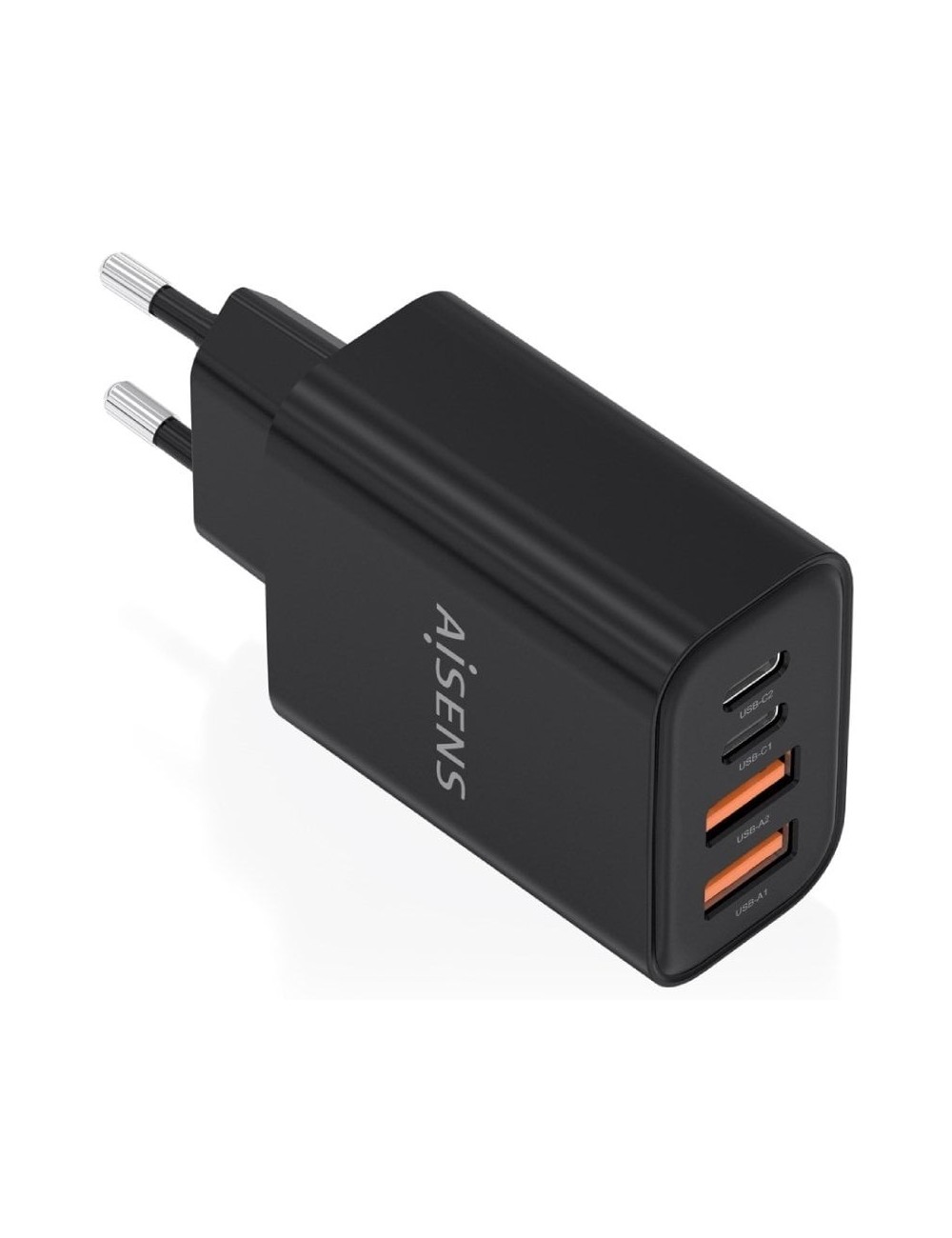 Cargador de Pared GaN Aisens A110-1028/ 2xUSB Tipo-C/ 2xUSB/ 32W/ Negro