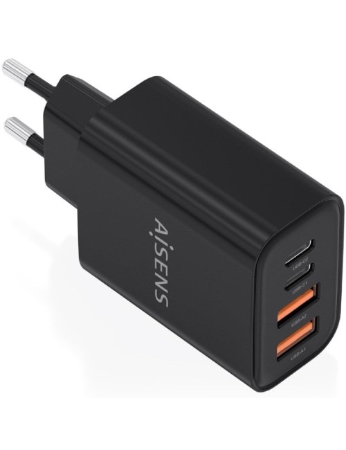 Cargador de Pared GaN Aisens A110-1028/ 2xUSB Tipo-C/ 2xUSB/ 32W/ Negro
