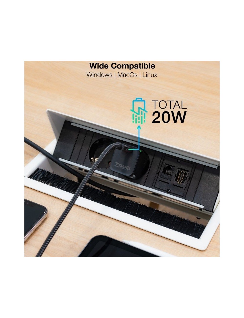 Cargador de Pared TooQ TQWC-PD20/ 1xUSB Tipo-C/ 20W