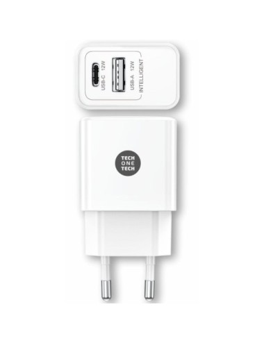 Cargador de Pared Tech One Tech TEC2904/ 1xUSB/ 2.4A/ Blanco