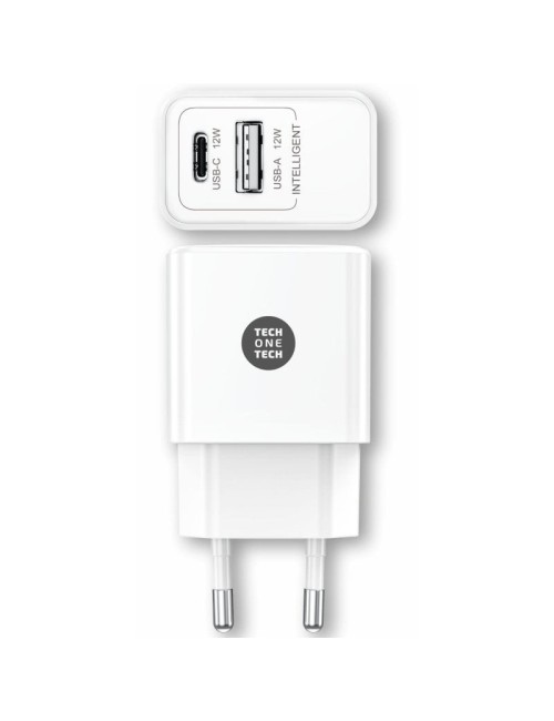 Cargador de Pared Tech One Tech TEC2904/ 1xUSB/ 2.4A/ Blanco