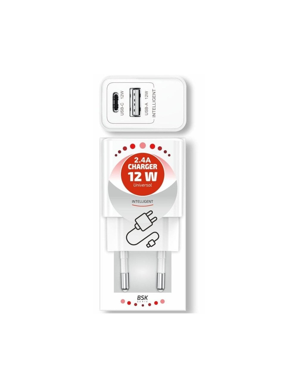 Cargador de Pared Tech One Tech TEC2904/ 1xUSB/ 2.4A/ Blanco