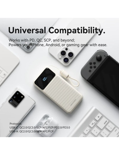 Powerbank 10000mAh Vention XGYP0-39-TY/ 22.5W/ Rosa/ Incluye Cable USB Tipo-C