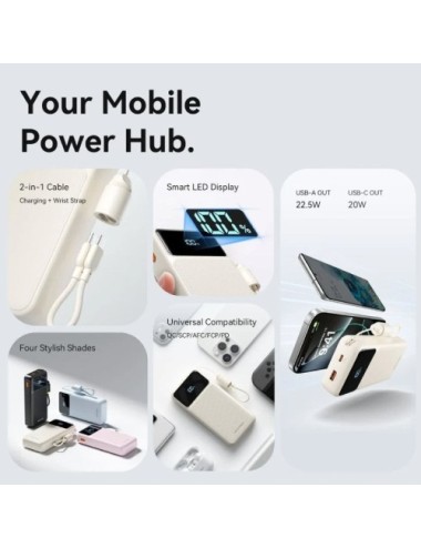 Powerbank 20000mAh Vention XGYW0-40-TY/ 22.5W/ Blanca/ Incluye Cable USB Tipo-C