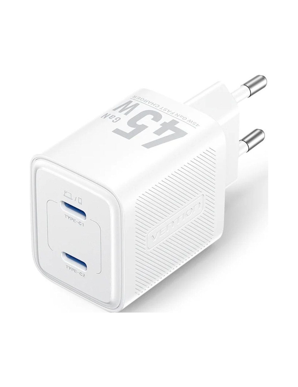 Cargador de Pared GaN Vention FEFW0-EU/ 2xUSB Tipo-C/ 45W