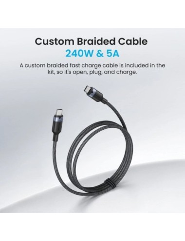 Cargador de Pared GaN Vention TZ-FCOI0-EU/ 3xUSB Tipo-C + Cable USB Tipo-C/ 1xUSB/ 140W