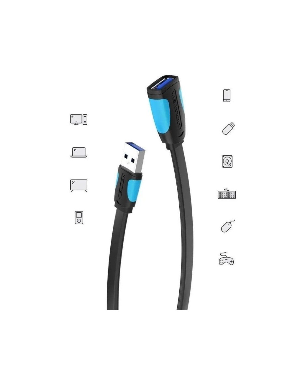 Cable Alargador USB 3.0 Vention VAS-A13-B200/ USB Macho - USB Hembra/ 5Gbps/ 2m/ Negro y Azul