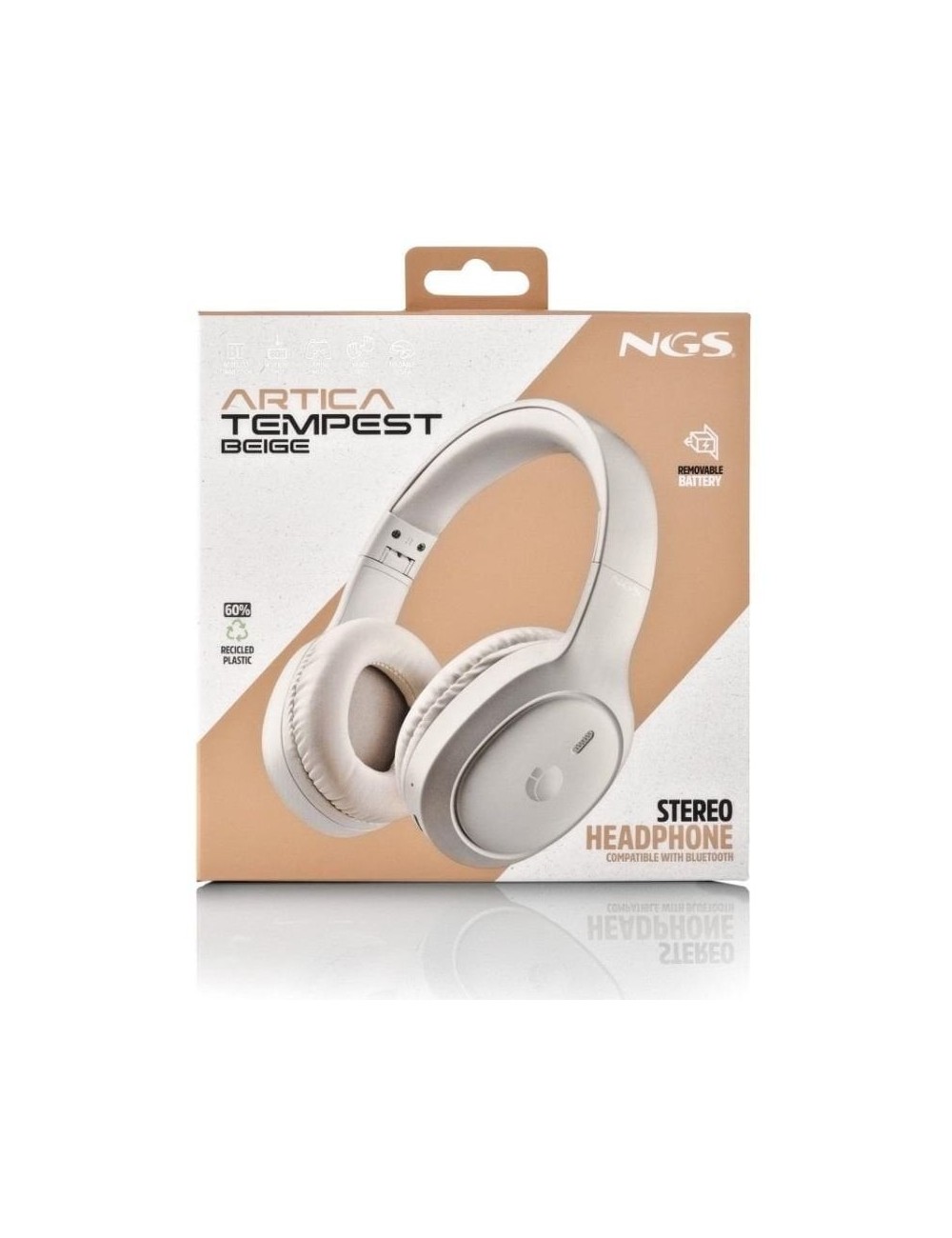Auriculares Inalámbricos NGS Artica Tempest/ con Micrófono/ Bluetooth/ Beige