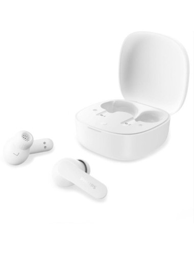 Auriculares Bluetooth Philips TAT2100WT con estuche de carga/ Autonomía 8h/ Blancos