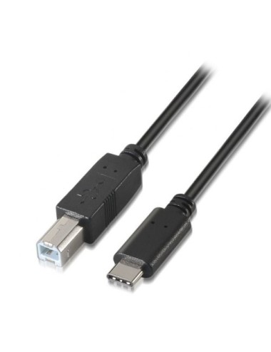 Cable USB 2.0 Impresora Aisens A107-0053/ USB Tipo-C Macho - USB Tipo-B Macho/ 480Mbps/ 1m/ Negro