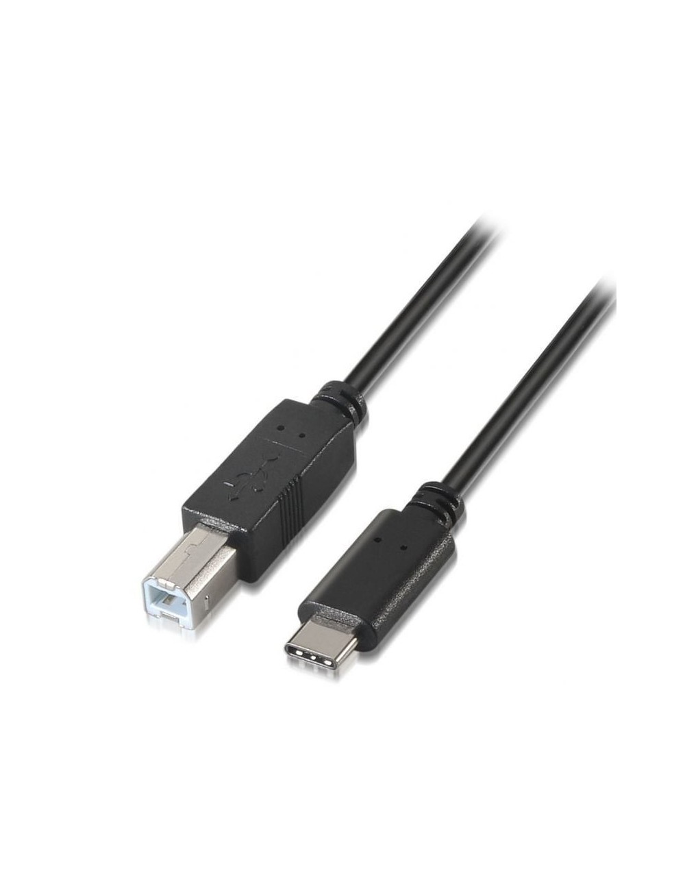 Cable USB 2.0 Impresora Aisens A107-0053/ USB Tipo-C Macho - USB Tipo-B Macho/ 480Mbps/ 1m/ Negro