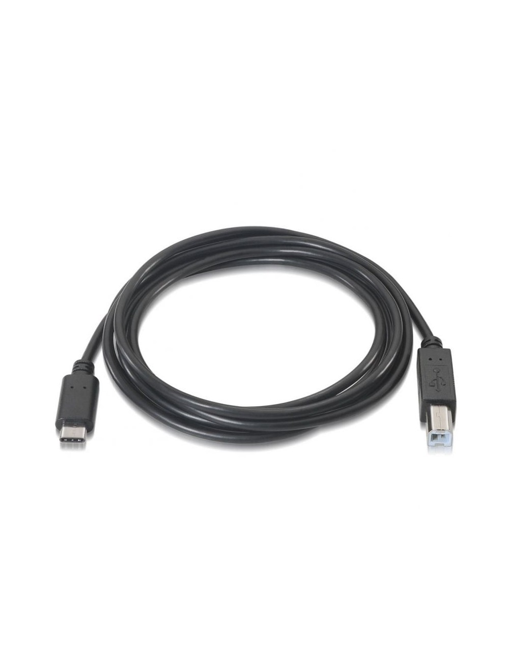 Cable USB 2.0 Impresora Aisens A107-0053/ USB Tipo-C Macho - USB Tipo-B Macho/ 480Mbps/ 1m/ Negro