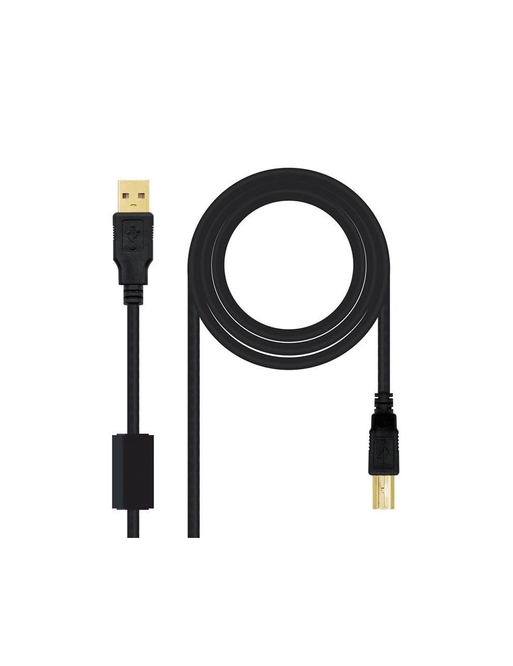 Cable USB 2.0 Impresora Nanocable 10.01.1202/ USB Tipo-B Macho - USB Macho / 2m/ Negro