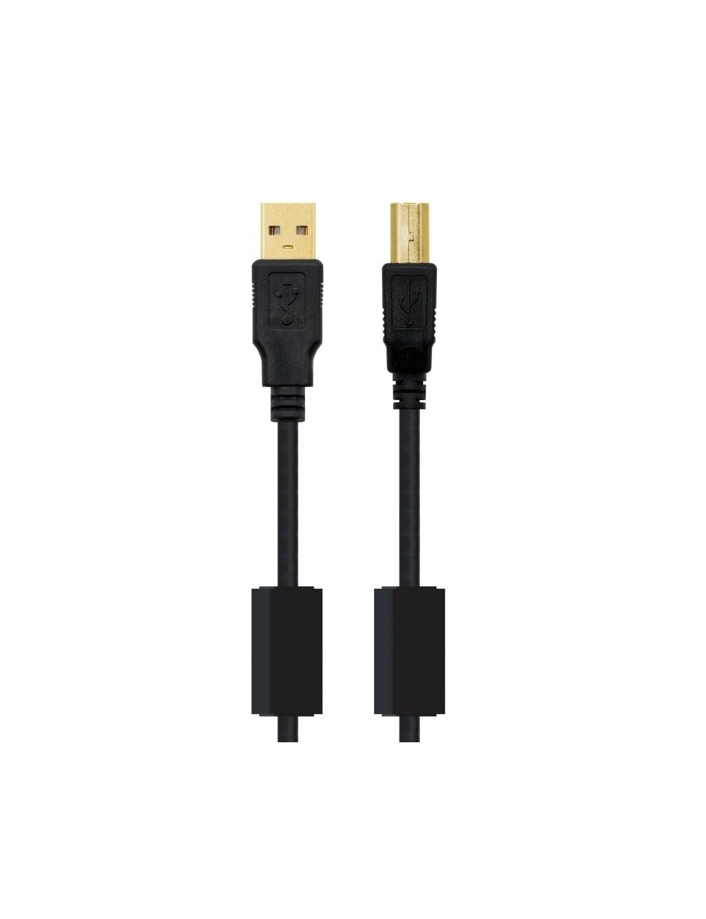 Cable USB 2.0 Impresora Nanocable 10.01.1202/ USB Tipo-B Macho - USB Macho / 2m/ Negro