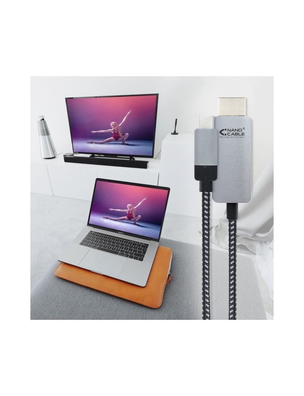 Cable Conversor Nanocable 10.15.5103/ USB Tipo-C Macho - HDMI Macho/ 3m/ Negro