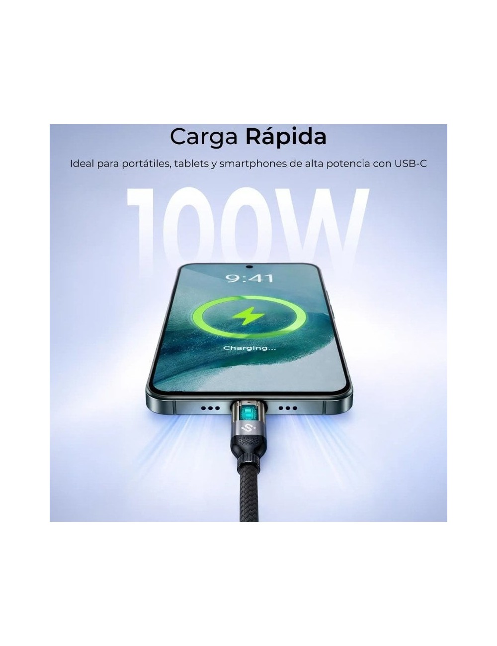 Cable USB 2.0 Tipo-C Subblim PowerMag Led/ USB Tipo-C Macho - USB Tipo-C Macho/ Hasta 100W/ 480Mbps/ 2m/ Negro