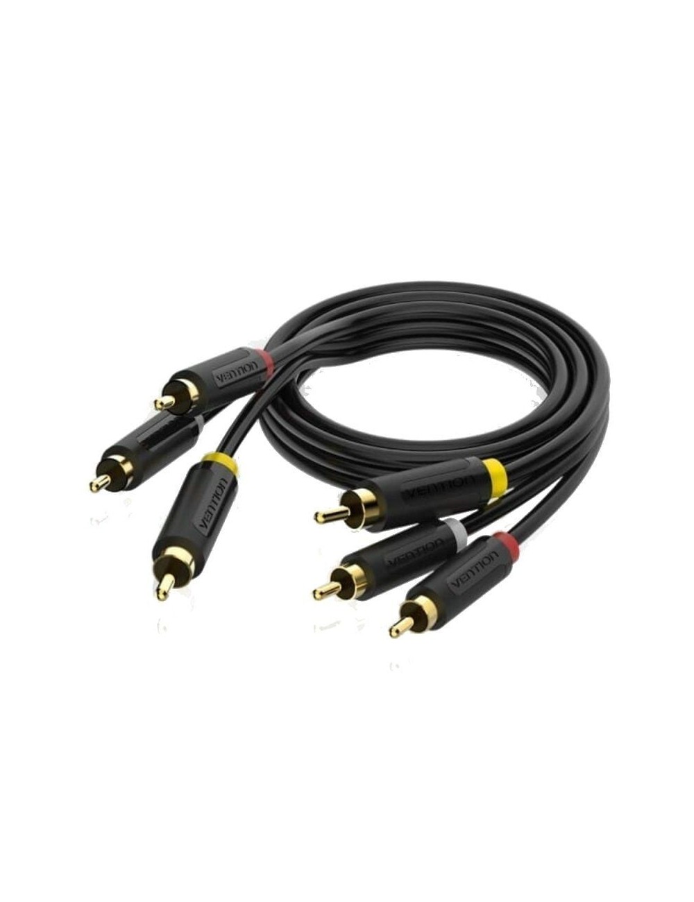 Cable Estéreo Vention BCABH/ 3x RCA Macho - 3x RCA Macho/ 2m/ Negro