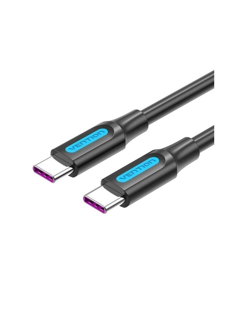 Cable USB 2.0 Tipo-C Vention COTBD/ USB Tipo-C Macho - USB Tipo-C Macho/ Hasta 100W/ 480Mbps/ 50cm/ Negro