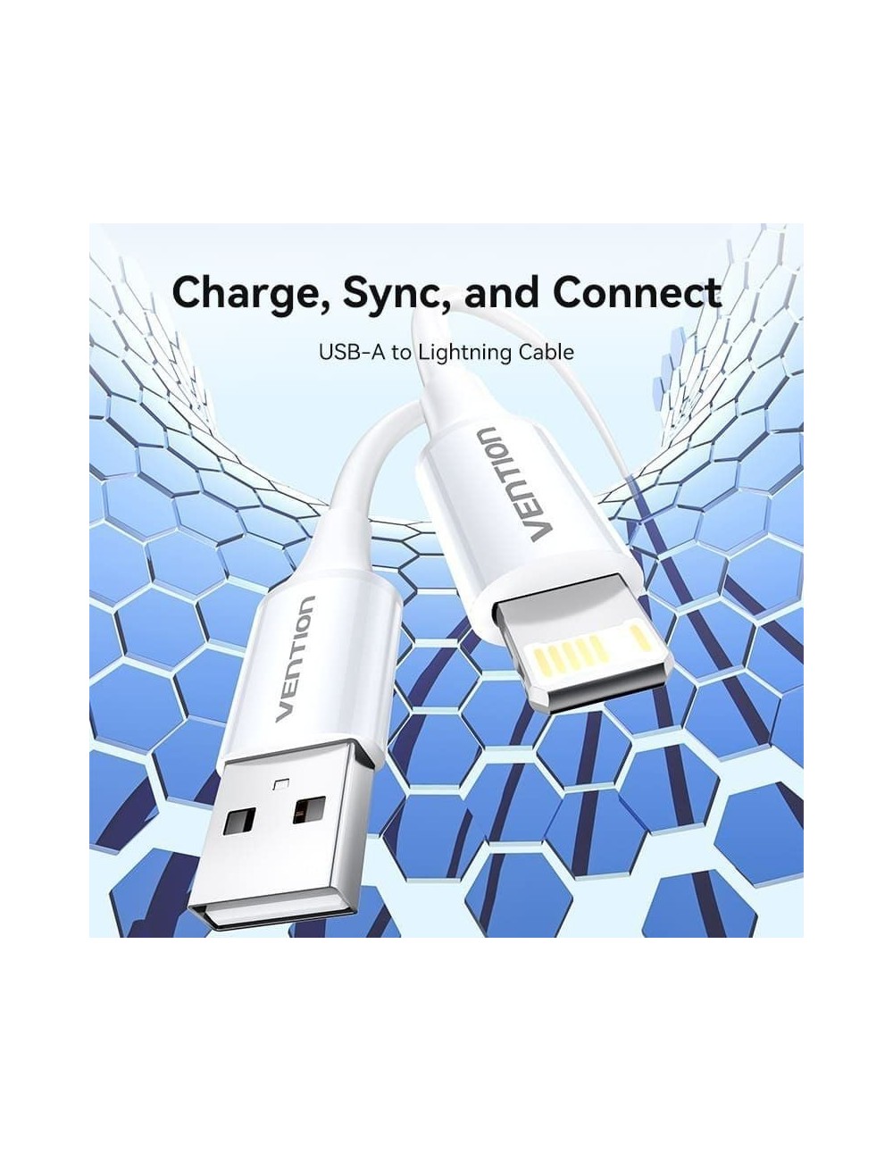 Cable USB 2.0 Lightning Vention LAIWF/ USB Macho - Lightning Macho/ 480Mbps/ 1m/ Blanco