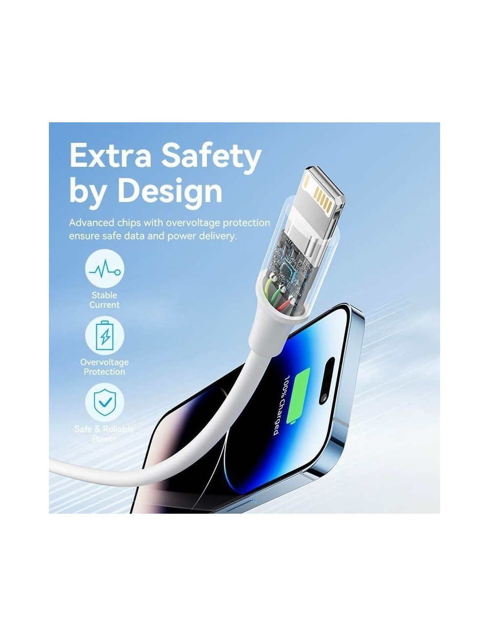 Cable USB 2.0 Lightning Vention LAIWF/ USB Macho - Lightning Macho/ 480Mbps/ 1m/ Blanco