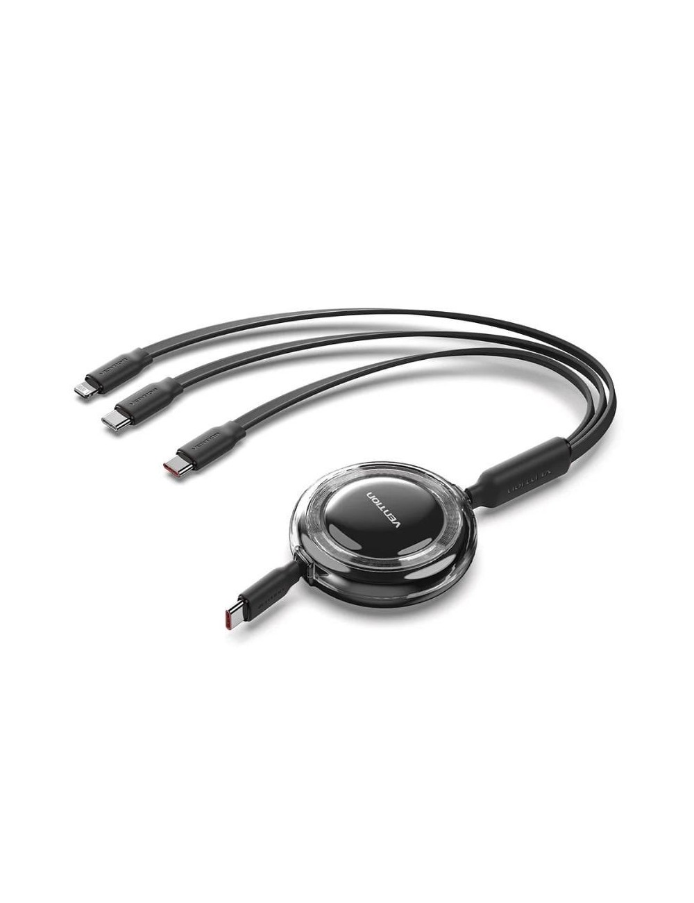 Cable USB Tipo-C 2.0 5A Vention TRKBBE/ USB Tipo-C Macho - 3x USB Tipo-C Macho/ Hasta 100W/ 480Mbps/ 1.1m/ Negro