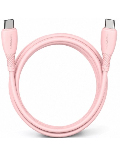 Cable USB 2.0 Tipo-C Vention TRVPF/ USB Tipo-C Macho - USB Tipo-C Macho/ Hasta 60W/ 480Mbps/ 1m/ Rosa