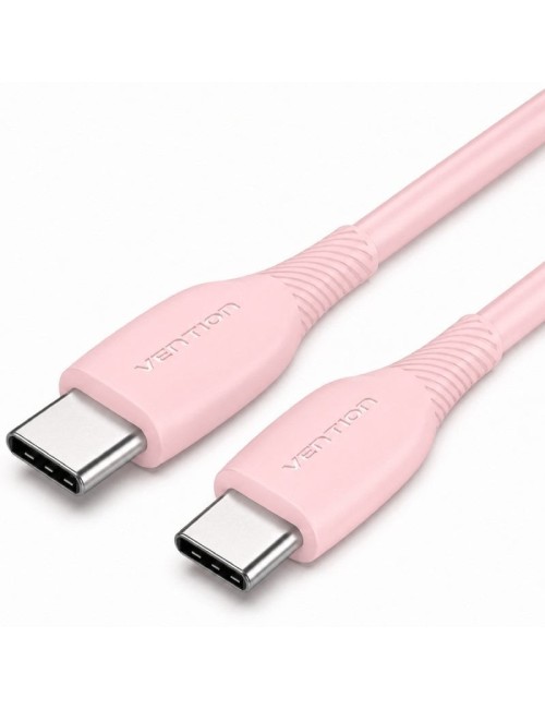 Cable USB 2.0 Tipo-C Vention TRVPF/ USB Tipo-C Macho - USB Tipo-C Macho/ Hasta 60W/ 480Mbps/ 1m/ Rosa