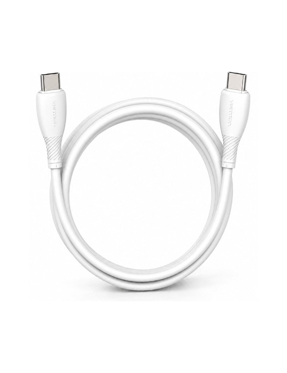 Cable USB 2.0 Tipo-C Vention TRVWF/ USB Tipo-C Macho - USB Tipo-C Macho/ Hasta 60W/ 480Mbps/ 1m/ Blanco