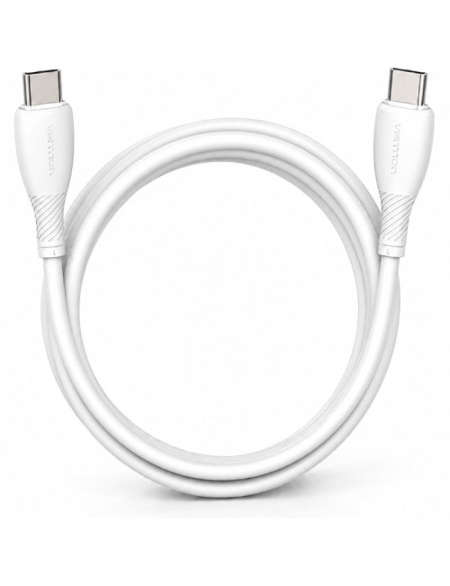 Cable USB 2.0 Tipo-C Vention TRVWF/ USB Tipo-C Macho - USB Tipo-C Macho/ Hasta 60W/ 480Mbps/ 1m/ Blanco