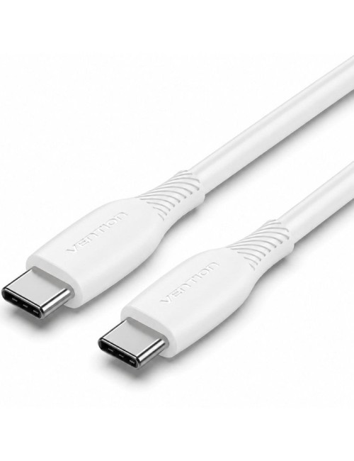 Cable USB 2.0 Tipo-C Vention TRVWF/ USB Tipo-C Macho - USB Tipo-C Macho/ Hasta 60W/ 480Mbps/ 1m/ Blanco