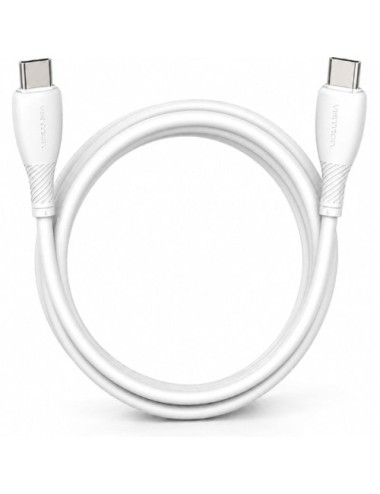 Cable USB 2.0 Tipo-C Vention TRVWH/ USB Tipo-C Macho - USB Tipo-C Macho/ Hasta 60W/ 480Mbps/ 2m/ Blanco